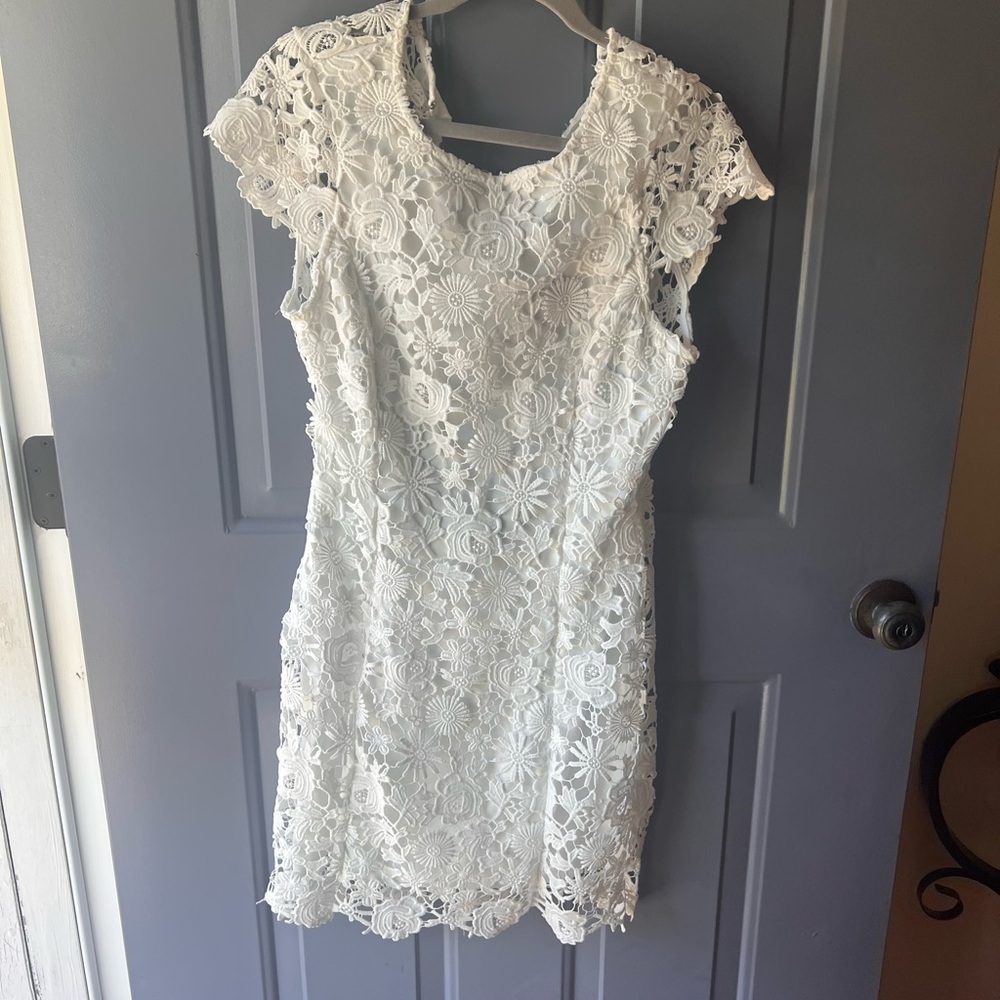 Lulu's White Floral Lace Mini Dress